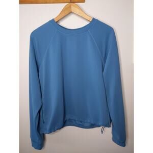 L.L. Bean Ribbed Pullover Sweatshirt Women's Reg Sky Blue Thumbholes Gorpcore